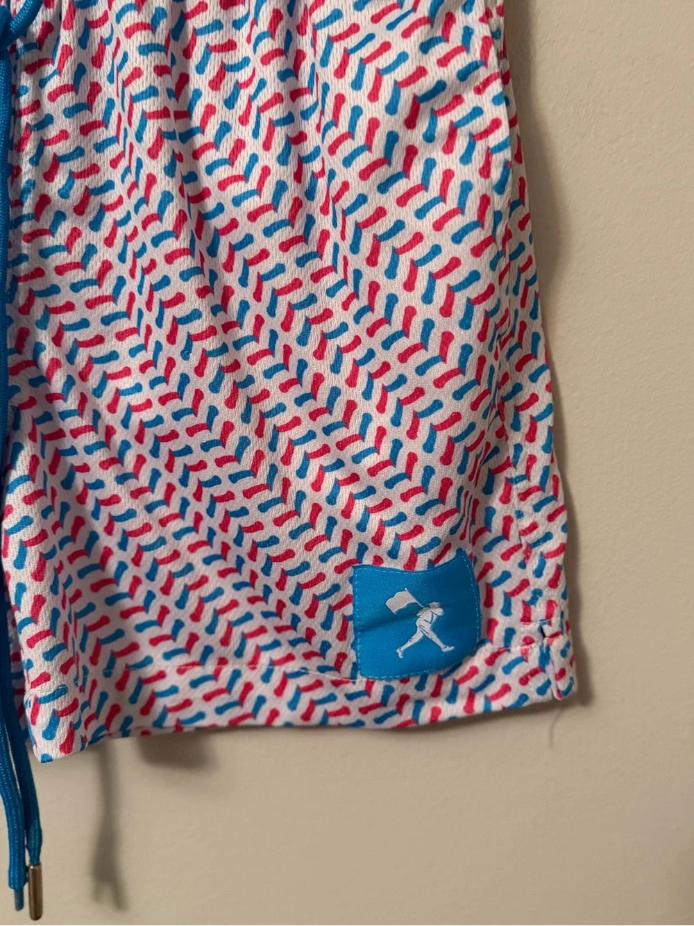 Baseballism Blue and Red Patterned Shorts